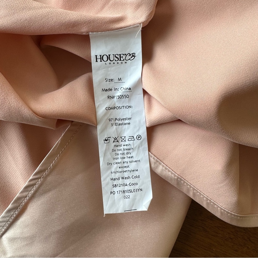 House of CB Coco Nude Satin Drape Back Wrap Dress Medium - Picture 13 of 13